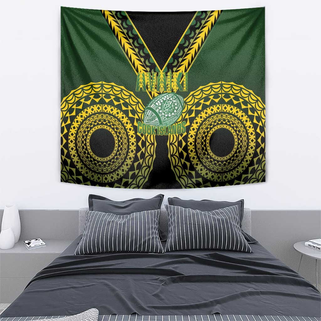 Avaiki Cook Islands Rugby Tapestry Kuki Airani Tatau Black - Aussie Hoodie