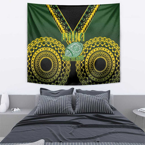 Avaiki Cook Islands Rugby Tapestry Kuki Airani Tatau Black - Aussie Hoodie