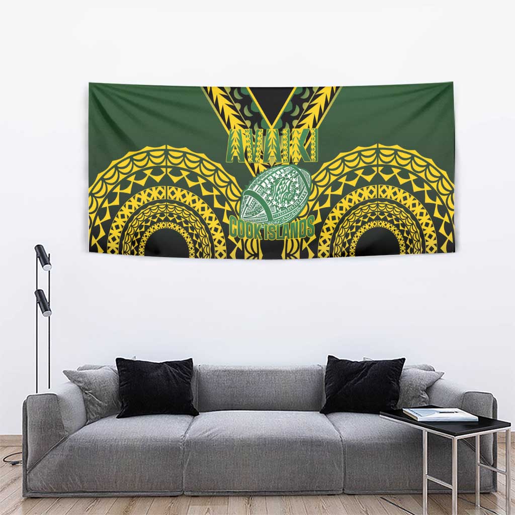 Avaiki Cook Islands Rugby Tapestry Kuki Airani Tatau Black - Aussie Hoodie