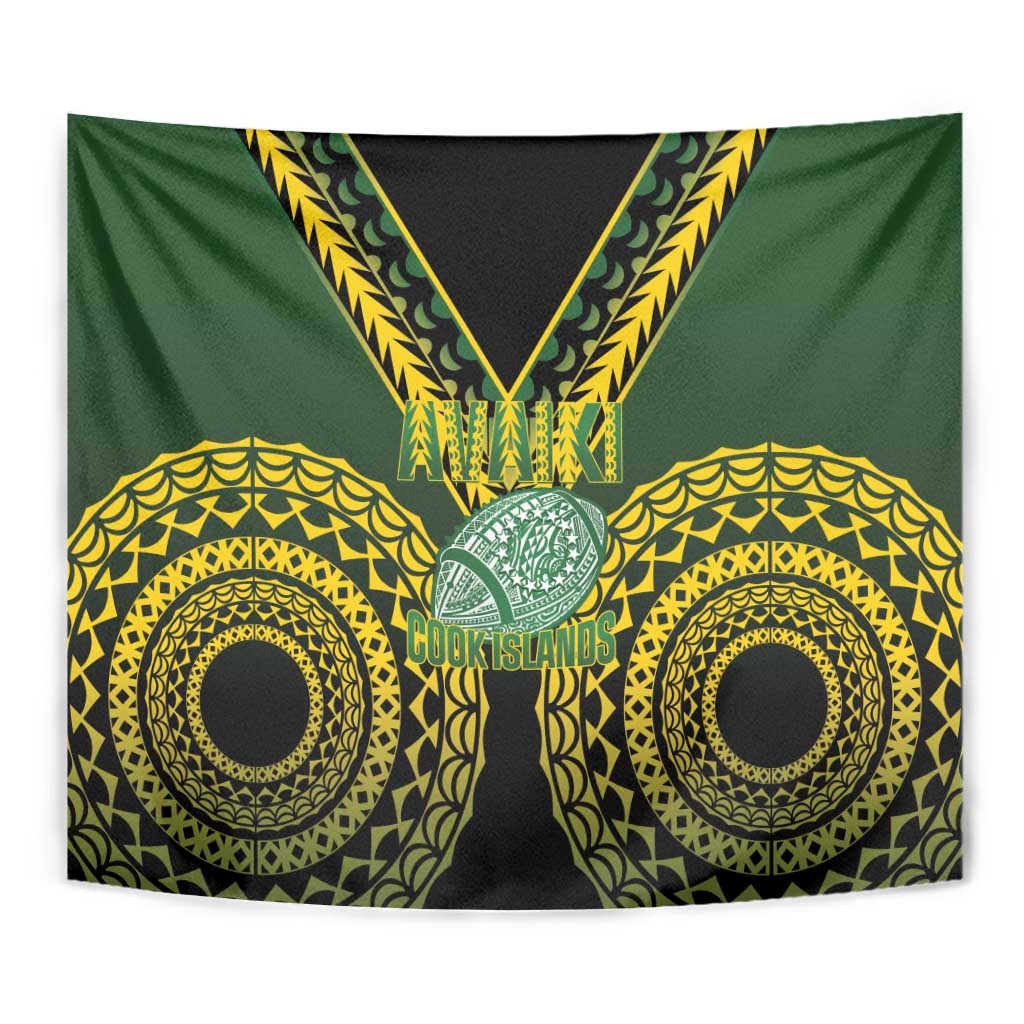 Avaiki Cook Islands Rugby Tapestry Kuki Airani Tatau Black - Aussie Hoodie