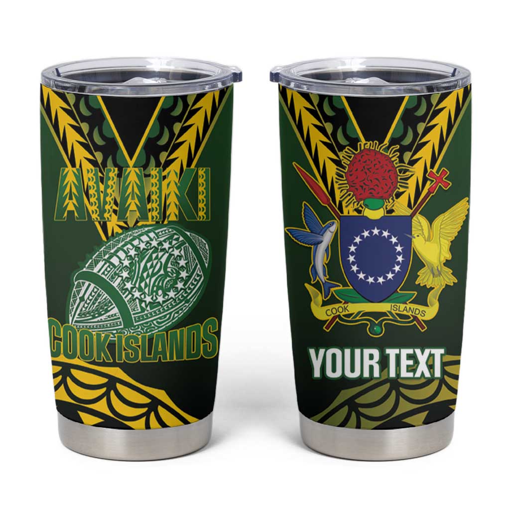 Custom Avaiki Cook Islands Rugby Tumbler Cup Kuki Airani Tatau Black - Aussie Hoodie
