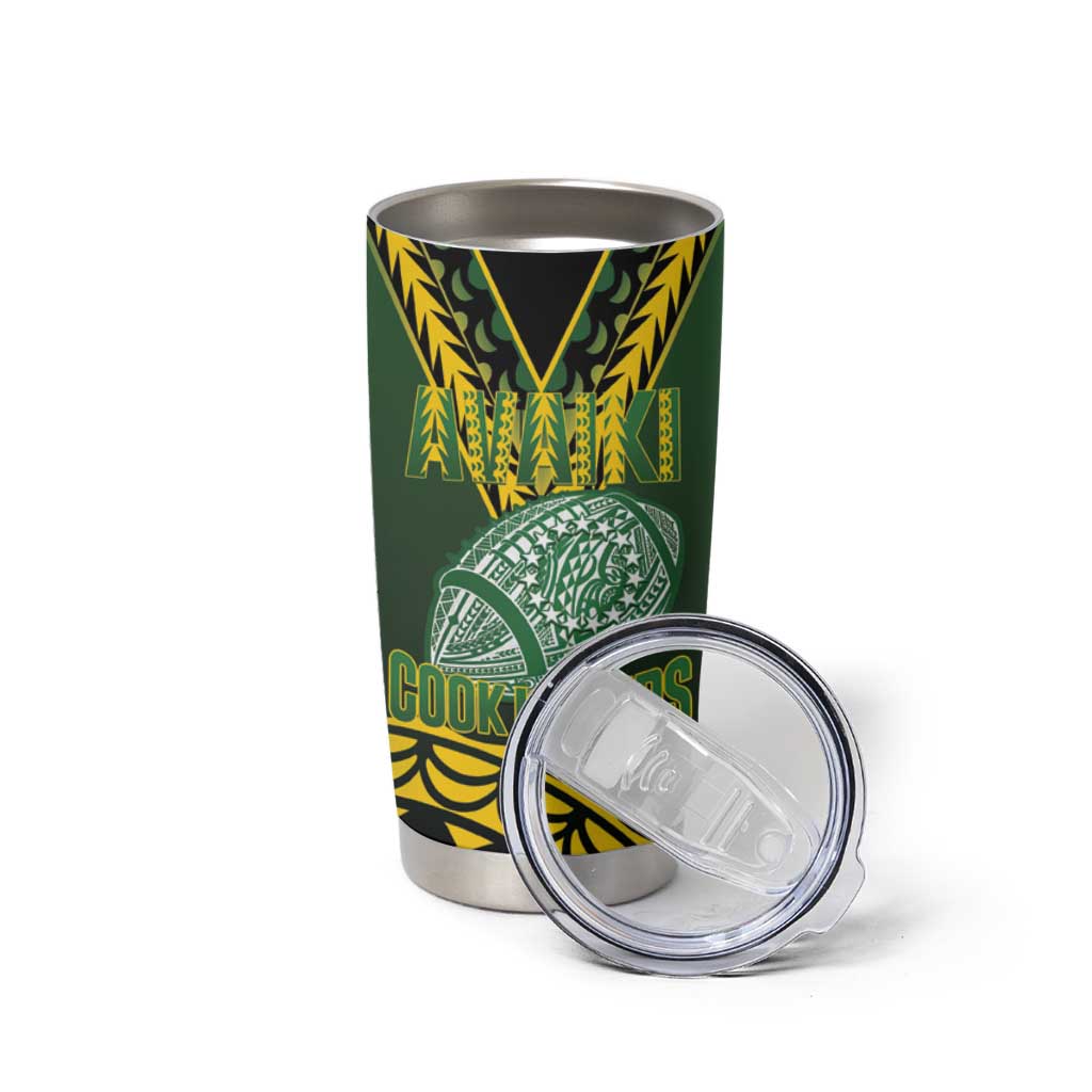 Custom Avaiki Cook Islands Rugby Tumbler Cup Kuki Airani Tatau Black - Aussie Hoodie