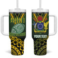 Custom Avaiki Cook Islands Rugby Tumbler With Handle Kuki Airani Tatau Black - Aussie Hoodie