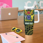 Custom Avaiki Cook Islands Rugby Tumbler With Handle Kuki Airani Tatau Black - Aussie Hoodie
