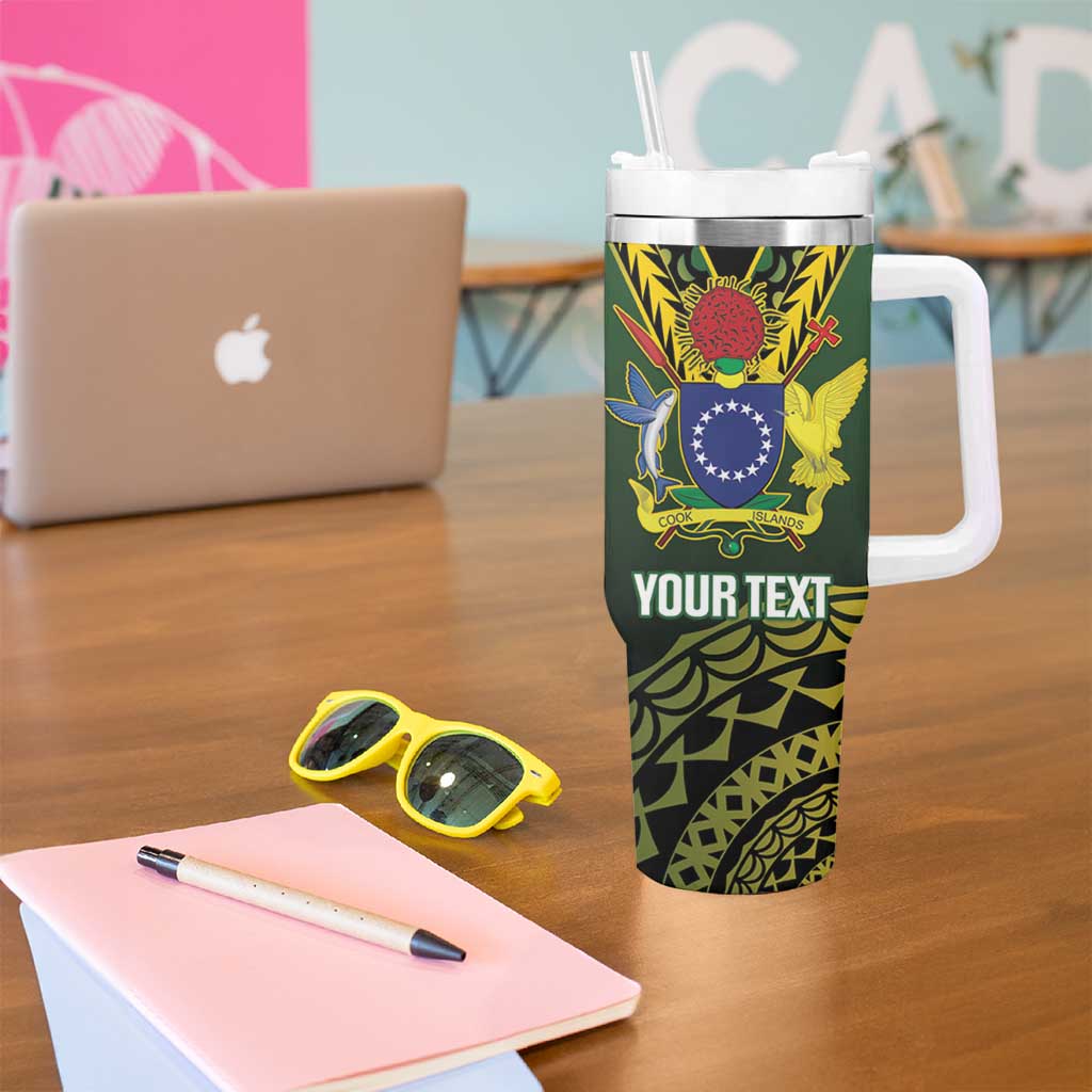 Custom Avaiki Cook Islands Rugby Tumbler With Handle Kuki Airani Tatau Black - Aussie Hoodie