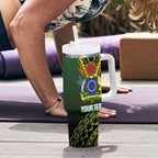 Custom Avaiki Cook Islands Rugby Tumbler With Handle Kuki Airani Tatau Black - Aussie Hoodie