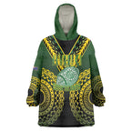 Custom Avaiki Cook Islands Rugby Wearable Blanket Hoodie Kuki Airani Tatau Black - Aussie Hoodie