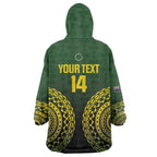 Custom Avaiki Cook Islands Rugby Wearable Blanket Hoodie Kuki Airani Tatau Black - Aussie Hoodie
