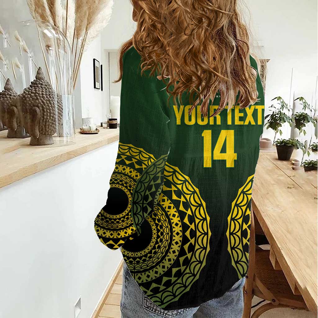 Custom Avaiki Cook Islands Rugby Women Casual Shirt Kuki Airani Tatau Black - Aussie Hoodie