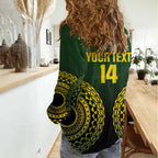 Custom Avaiki Cook Islands Rugby Women Casual Shirt Kuki Airani Tatau Black - Aussie Hoodie