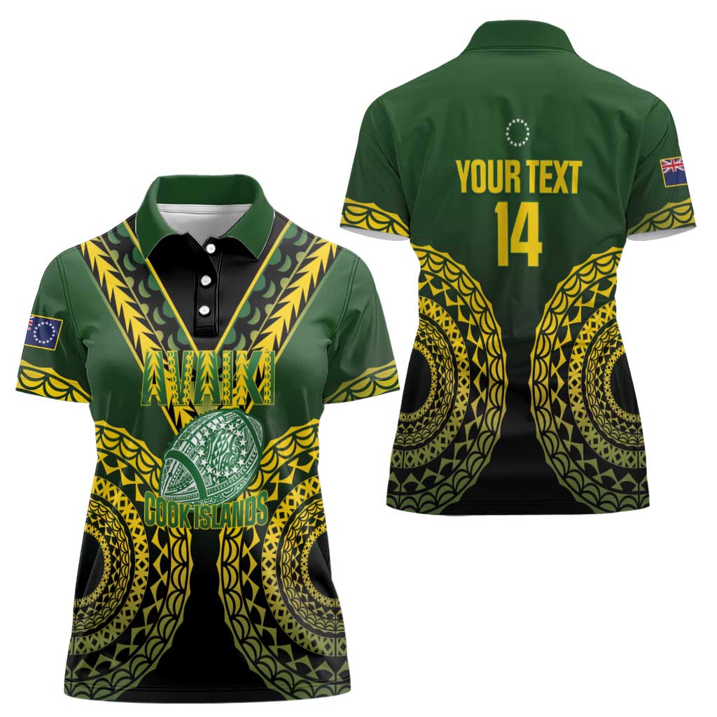 Custom Avaiki Cook Islands Rugby Women Polo Shirt Kuki Airani Tatau Black - Aussie Hoodie