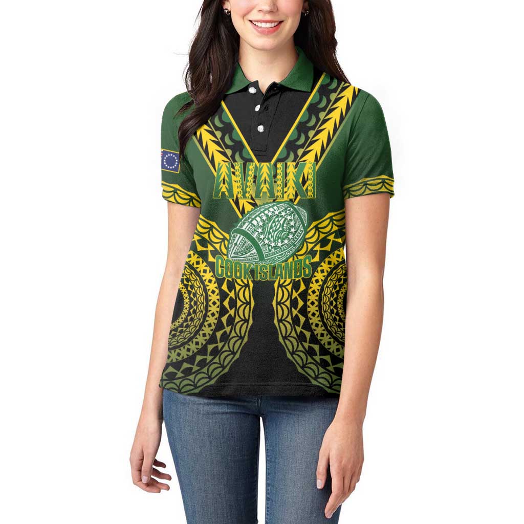 Custom Avaiki Cook Islands Rugby Women Polo Shirt Kuki Airani Tatau Black - Aussie Hoodie
