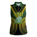 Custom Avaiki Cook Islands Rugby Women Sleeveless Polo Shirt Kuki Airani Tatau Black - Aussie Hoodie