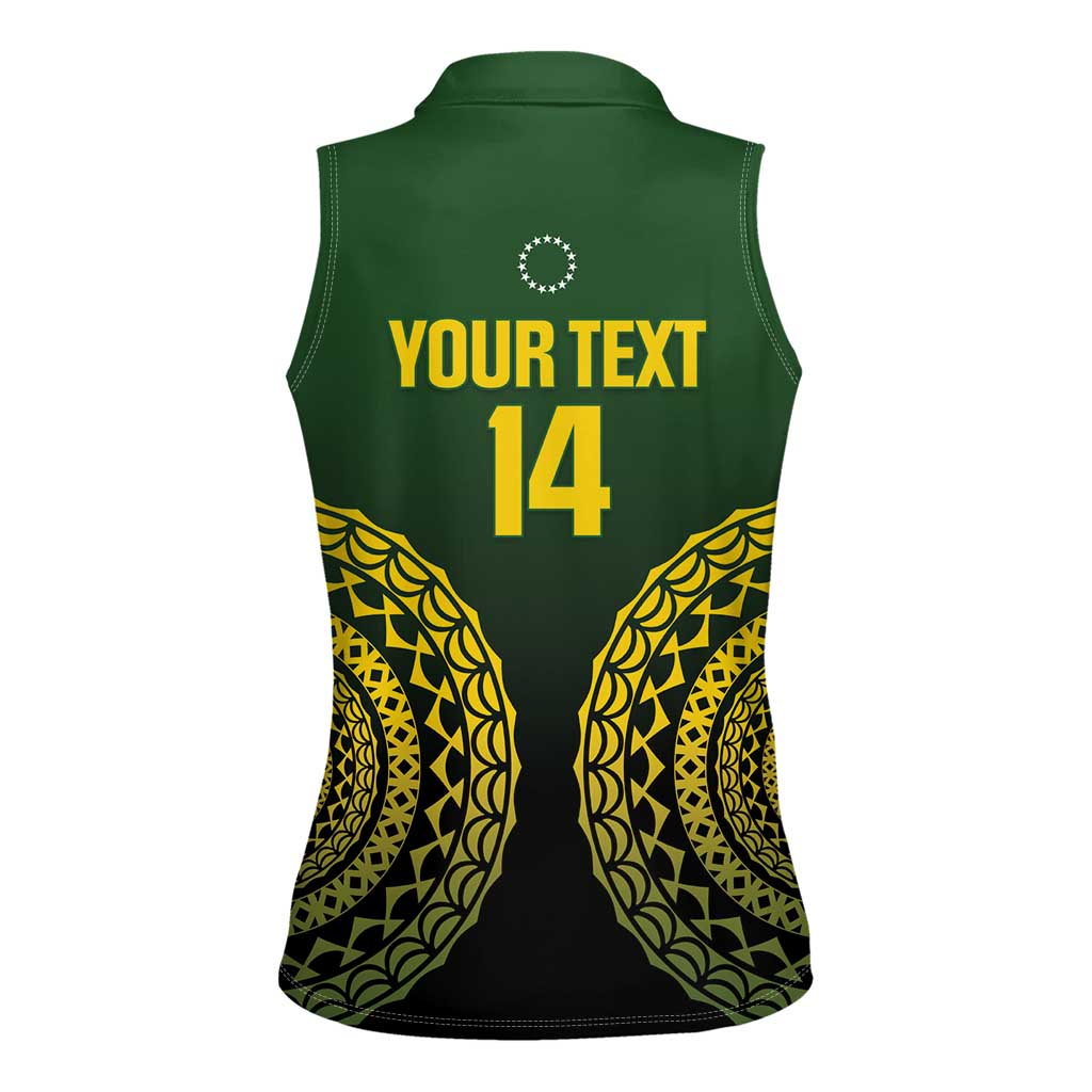 Custom Avaiki Cook Islands Rugby Women Sleeveless Polo Shirt Kuki Airani Tatau Black - Aussie Hoodie