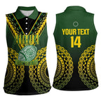 Custom Avaiki Cook Islands Rugby Women Sleeveless Polo Shirt Kuki Airani Tatau Black - Aussie Hoodie