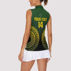 Custom Avaiki Cook Islands Rugby Women Sleeveless Polo Shirt Kuki Airani Tatau Black - Aussie Hoodie