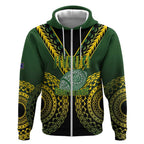 Custom Avaiki Cook Islands Rugby Zip Hoodie Kuki Airani Tatau Black - Aussie Hoodie