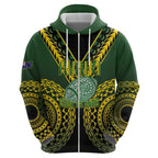Custom Avaiki Cook Islands Rugby Zip Hoodie Kuki Airani Tatau Black - Aussie Hoodie
