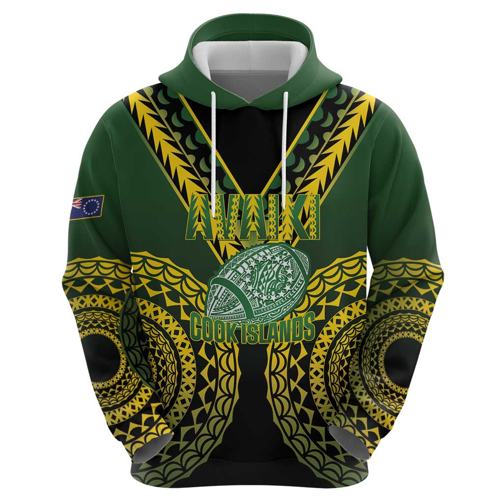 Custom Avaiki Cook Islands Rugby Zip Hoodie Kuki Airani Tatau Black - Aussie Hoodie