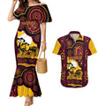 Custom Australia Day Brisbane Broncos Couples Matching Mermaid Dress and Hawaiian Shirt NRL 2024 Australian Map Proud