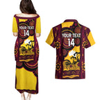 Custom Australia Day Brisbane Broncos Couples Matching Puletasi and Hawaiian Shirt NRL 2024 Australian Map Proud