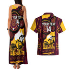 Custom Australia Day Brisbane Broncos Couples Matching Tank Maxi Dress and Hawaiian Shirt NRL 2024 Australian Map Proud