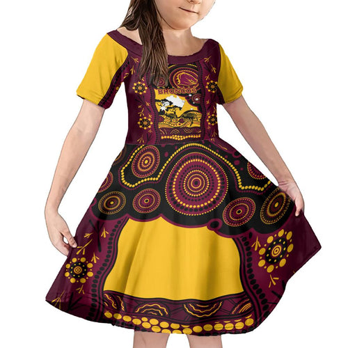 Custom Australia Day Brisbane Broncos Family Matching Off Shoulder Long Sleeve Dress and Hawaiian Shirt NRL 2024 Australian Map Proud