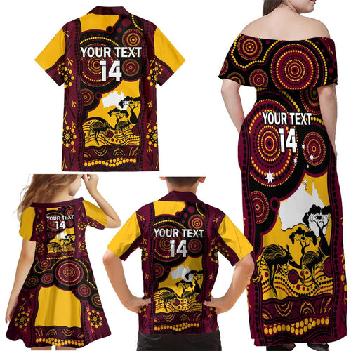 Custom Australia Day Brisbane Broncos Family Matching Off Shoulder Maxi Dress and Hawaiian Shirt NRL 2024 Australian Map Proud
