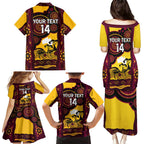 Custom Australia Day Brisbane Broncos Family Matching Puletasi and Hawaiian Shirt NRL 2024 Australian Map Proud