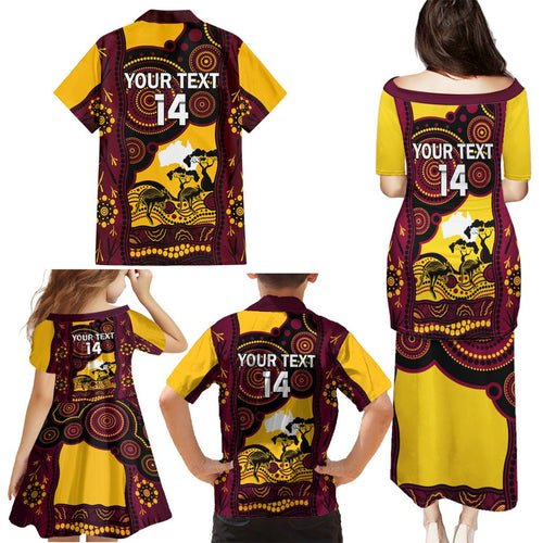 Custom Australia Day Brisbane Broncos Family Matching Puletasi and Hawaiian Shirt NRL 2024 Australian Map Proud
