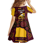 Custom Australia Day Brisbane Broncos Family Matching Short Sleeve Bodycon Dress and Hawaiian Shirt NRL 2024 Australian Map Proud