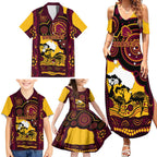 Custom Australia Day Brisbane Broncos Family Matching Summer Maxi Dress and Hawaiian Shirt NRL 2024 Australian Map Proud