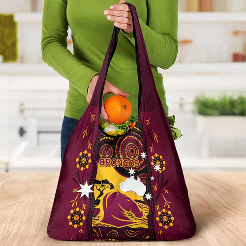 Australia Day Brisbane Broncos Grocery Bag NRL 2024 Australian Map Proud