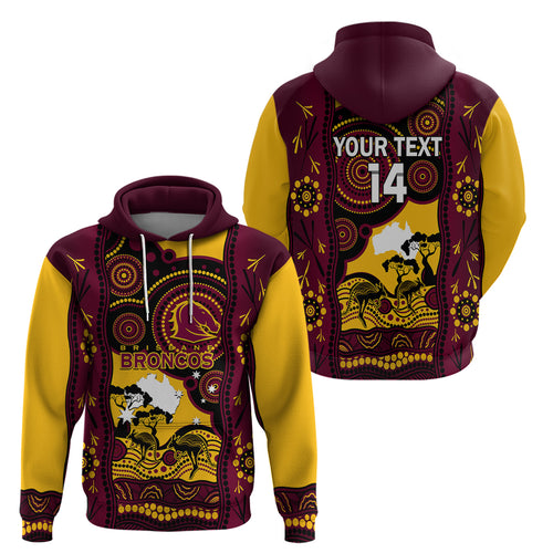 Custom Australia Day Brisbane Broncos Hoodie NRL 2024 Australian Map Proud