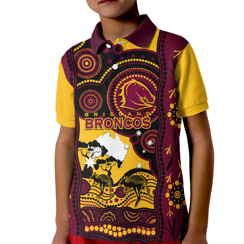 Custom Australia Day Brisbane Broncos Kid Polo Shirt NRL 2024 Australian Map Proud