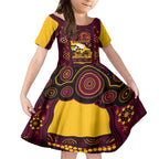 Custom Australia Day Brisbane Broncos Kid Short Sleeve Dress NRL 2024 Australian Map Proud