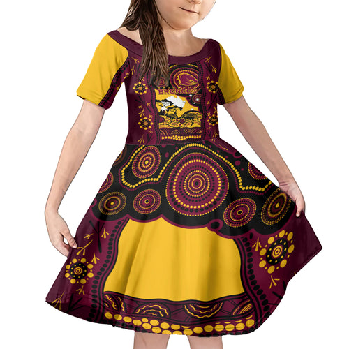 Custom Australia Day Brisbane Broncos Kid Short Sleeve Dress NRL 2024 Australian Map Proud