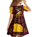 Custom Australia Day Brisbane Broncos Kid Short Sleeve Dress NRL 2024 Australian Map Proud