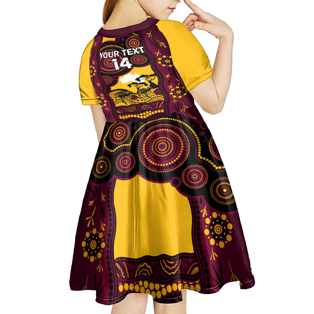 Custom Australia Day Brisbane Broncos Kid Short Sleeve Dress NRL 2024 Australian Map Proud