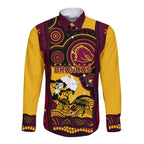 Custom Australia Day Brisbane Broncos Long Sleeve Button Shirt NRL 2024 Australian Map Proud