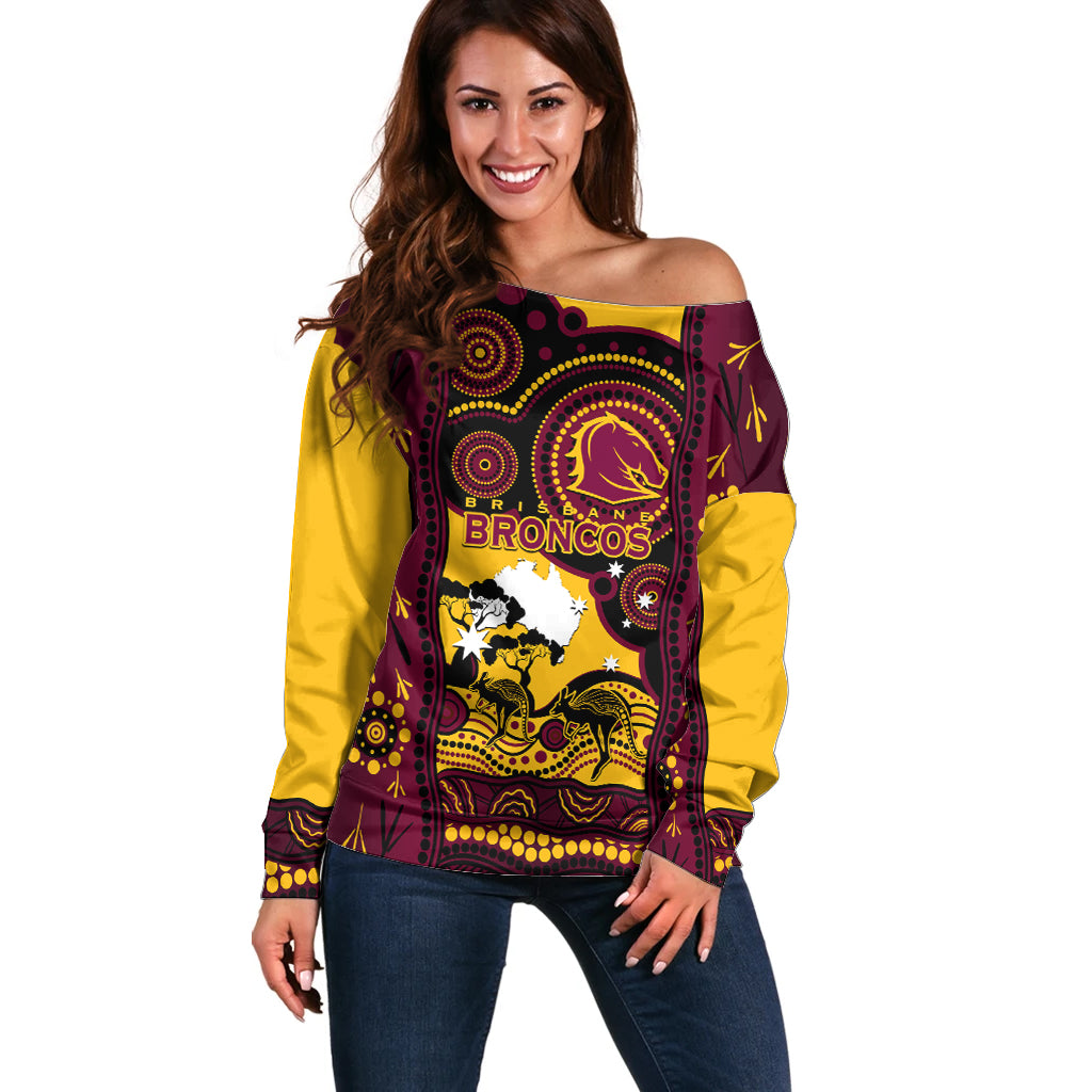 Custom Australia Day Brisbane Broncos Off Shoulder Sweater NRL 2024 Australian Map Proud