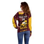 Custom Australia Day Brisbane Broncos Off Shoulder Sweater NRL 2024 Australian Map Proud