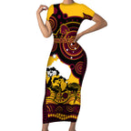 Custom Australia Day Brisbane Broncos Short Sleeve Bodycon Dress NRL 2024 Australian Map Proud