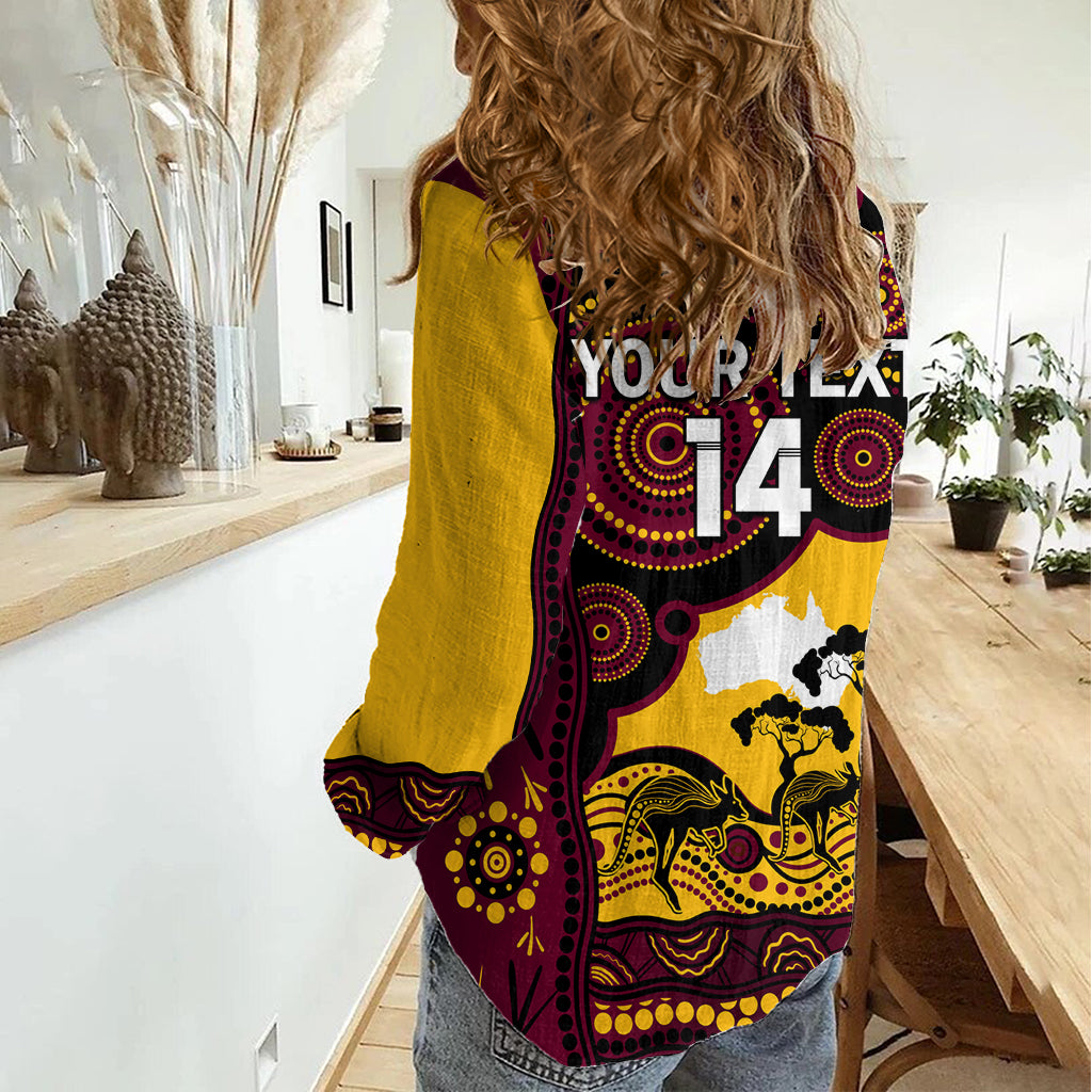 Custom Australia Day Brisbane Broncos Women Casual Shirt NRL 2024 Australian Map Proud