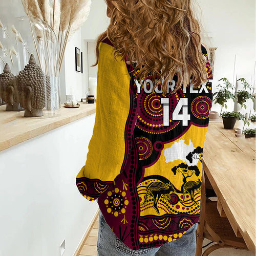 Custom Australia Day Brisbane Broncos Women Casual Shirt NRL 2024 Australian Map Proud
