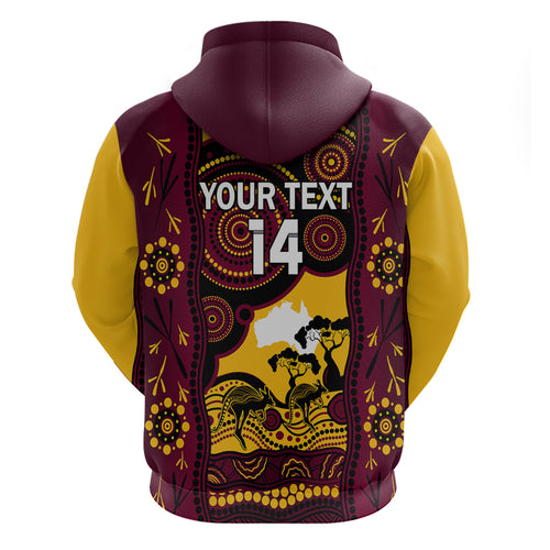 Custom Australia Day Brisbane Broncos Zip Hoodie NRL 2024 Australian Map Proud