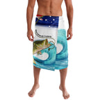 Personalised Australia Fishing Lavalava Barramundi With Ocean Waves Flag Grunge Style