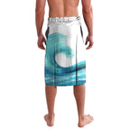 Personalised Australia Fishing Lavalava Barramundi With Ocean Waves Flag Grunge Style