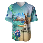 Australia Day 2024 Baseball Jersey Kangaroo Go Surfing Aussie Map Tropical Style