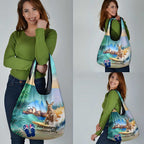 Australia Day Grocery Bag Kangaroo Go Surfing Aussie Map Tropical Style